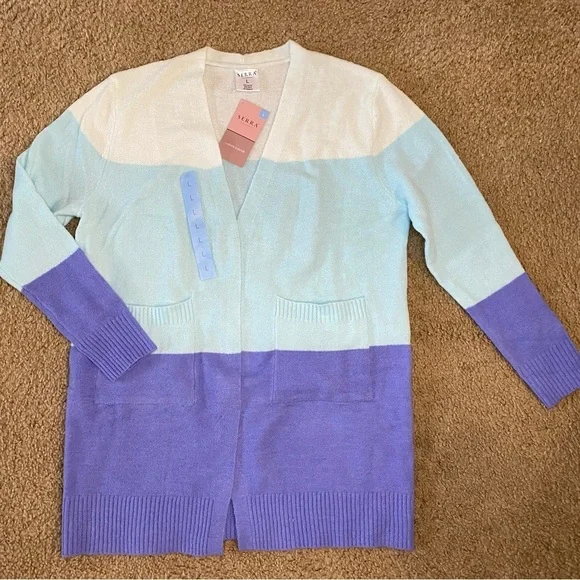 NWT Serra Women’s Mid-length Long Sleeve Duster Open Cardigan Blue Sweat… - Picture 2 of 4